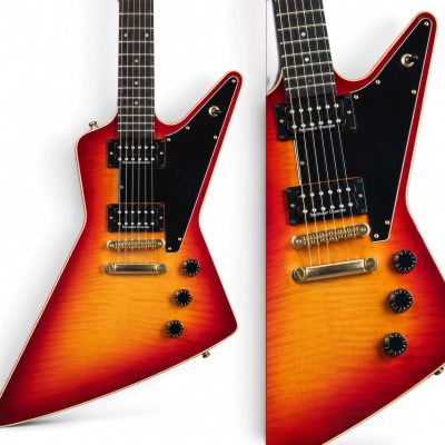 Custom Crown Cherry Sunburst Flamed Maple Top Modernistic Explorer Electric Guitar - Image 2
