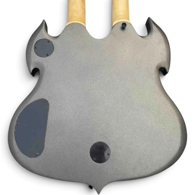 Custom Titan Barbarian Double Neck Dark Grey Satin Vertigo Wylde Psychic Bullseye Rawtop 12 6 String Guitar - Image 4