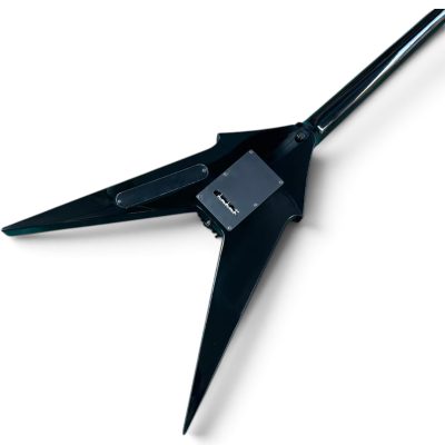 Custom Obsidian Flying V Arrow Black Brushed Silver Plate Pickguards Floyd Rose Tremolo Guitar - Image 9