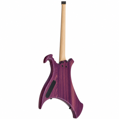 Custom Pulse Buzzard Purple Stain Walnut Body Finish 24 Frets Hagalaz Rune Inlays 4 String Headless Bass - Image 4