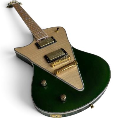 Custom Aether Armada Green Flame Cream Maple Finish Opaque Electric Guitar - Image 2