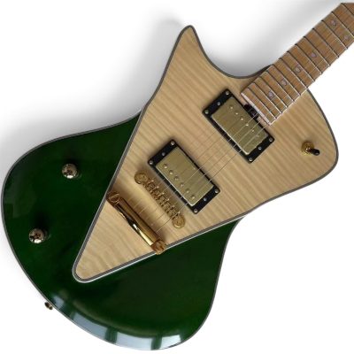 Custom Aether Armada Green Flame Cream Maple Finish Opaque Electric Guitar