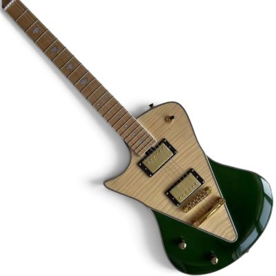 Custom Aether Armada Green Flame Cream Maple Finish Opaque Electric Guitar - Image 8