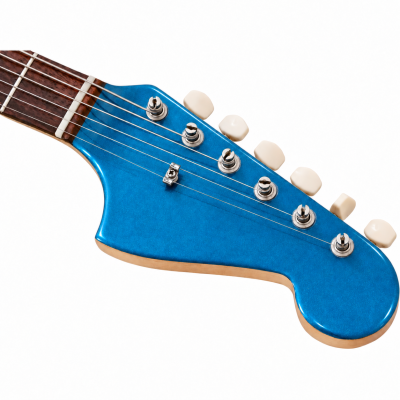 Custom Regent Mustang Cobain Metallic Lake Placid Blue Finish Pale Aqua Blue Stripes Electric Guitar - Image 7