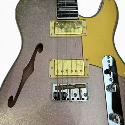 Custom Regent Thinline Fhole Silver Sparkle Electric Guitar - Image 9