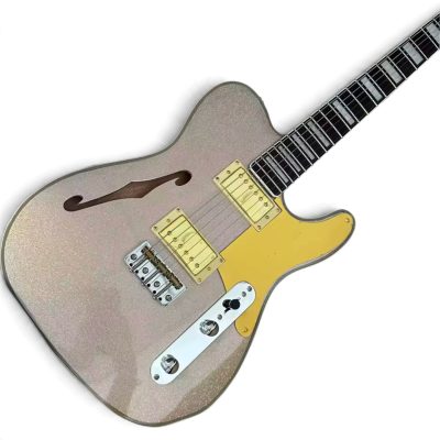 Custom Regent Thinline Fhole Silver Sparkle Electric Guitar - Image 2
