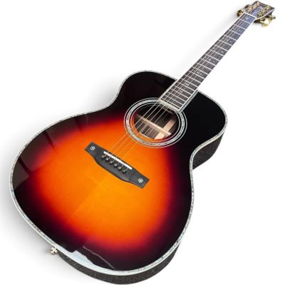 Custom Vertex Sunburst Abalone Koa Solid Spruce Top Acoustic Guitar D45 - Image 2