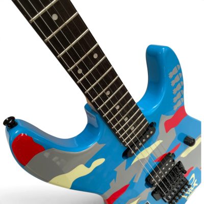 Custom Obsidian George Lynch Kamikaze Blue Camouflage Electric Guitar Floyd Rose Tremolo - Image 4