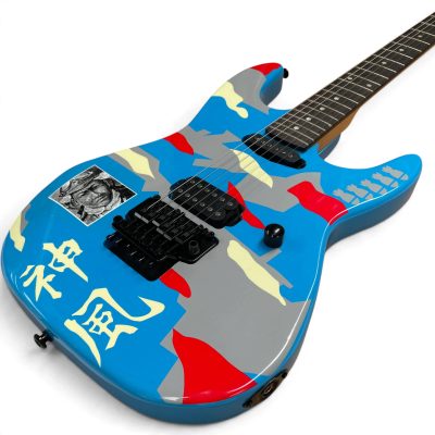 Custom Obsidian George Lynch Kamikaze Blue Camouflage Electric Guitar Floyd Rose Tremolo - Image 6