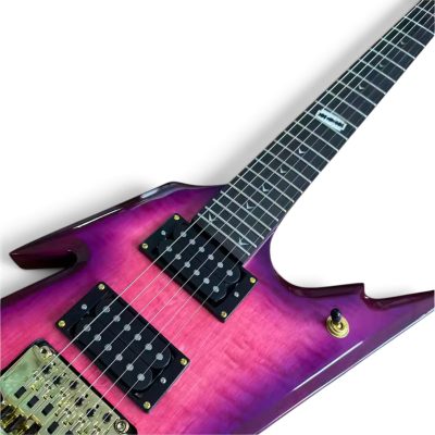 Custom Tempest Trans Royal Purple Burst Dimebag Razorback Flying V Floyd Rose Tremolo Guitar ML - Image 4